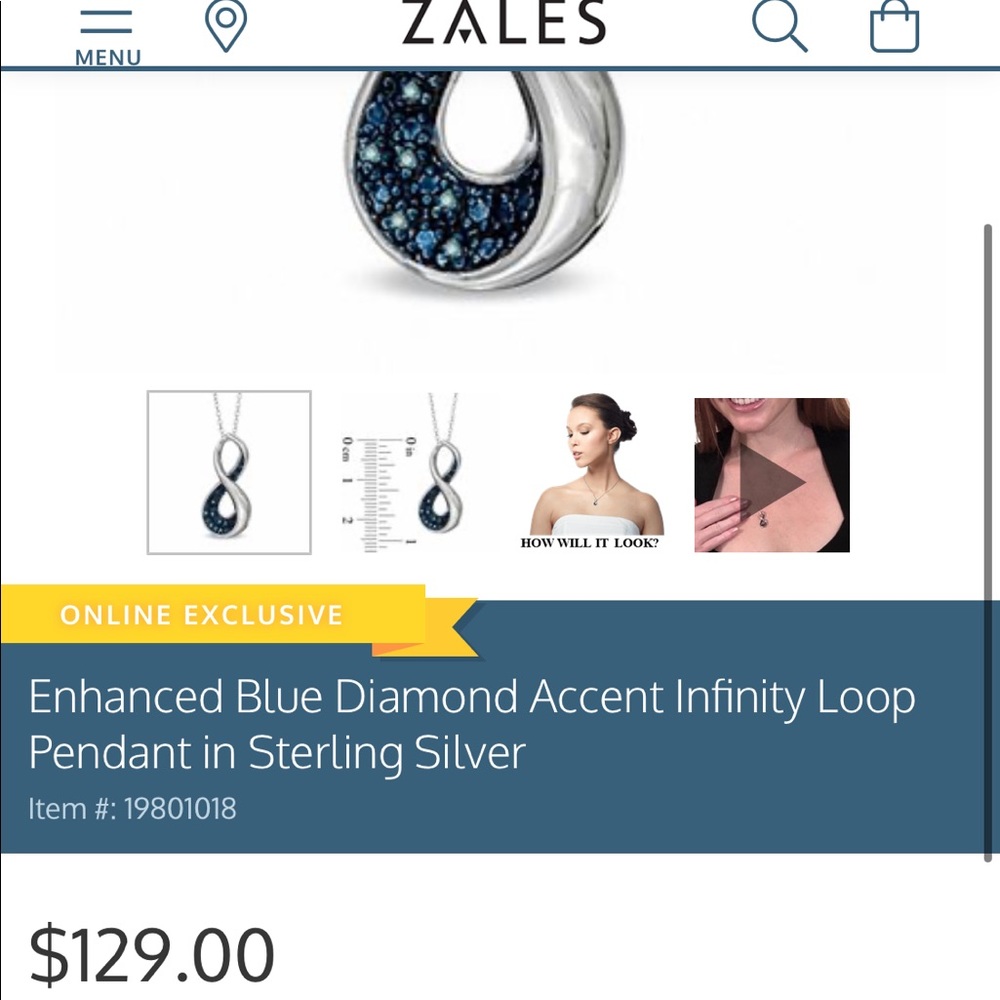 Enhanced Blue Diamond Accent Infinity Loop Pendant - Picture 7 of 7